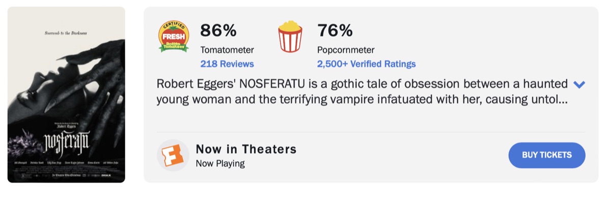 노스페라투 로튼 토마토 평론가 평점