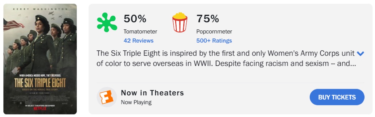 6888 중앙우편대대 (The Six Triple Eight) 정보 넷플릭스 추천영화 평점 순위 < 진짜 PC영화를 향해 갈린 국내 해외반응 >