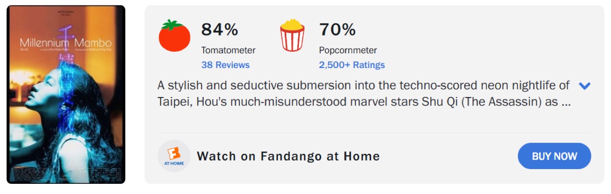 밀레니엄 맘보 로튼 토마토 평론가 평점