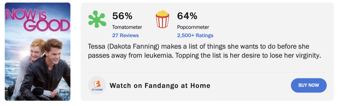 나우 이즈 굿 로튼 토마토 평점