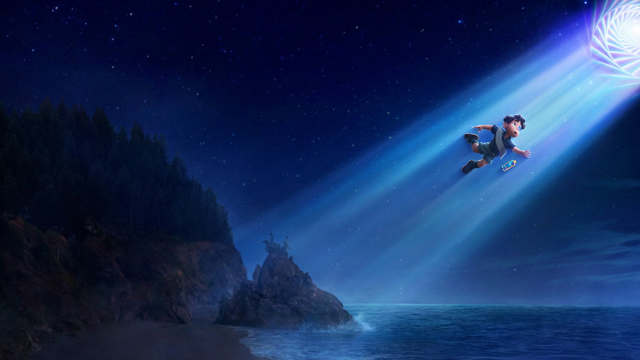 엘리오와 외계 친구 글로든이 함께 있는 장면