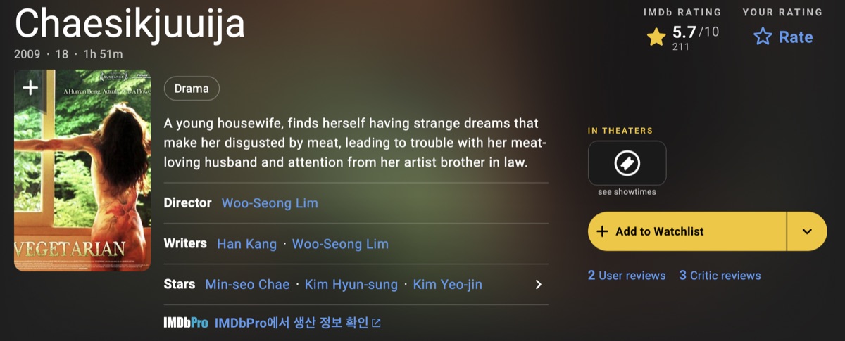 채식주의자 평점