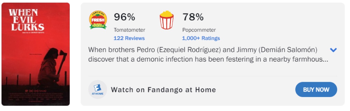 악이 도사리고 있을 때 로튼 토마토 평점