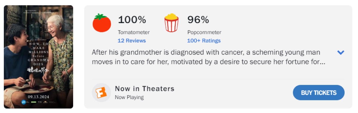 할머니가 죽기 전 백만장자가 되는 법 해외 평론가 평점 시사회 반응 | 아마올해 첫 로튼 토마토 100점 영화