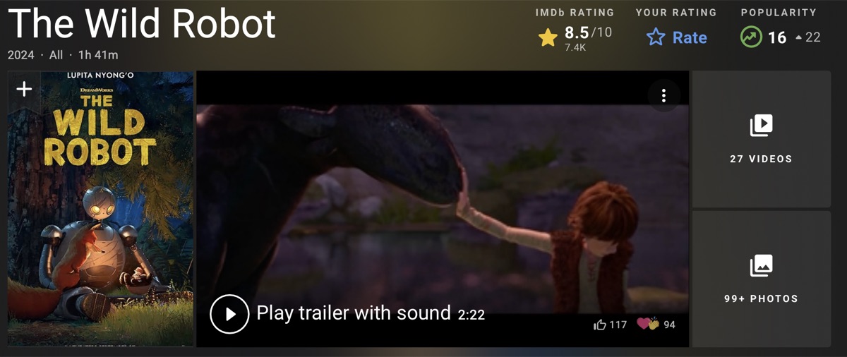 와일드 로봇 평점