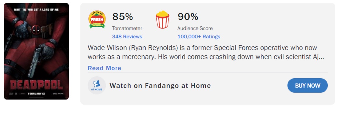 영화 데드풀1 해외 반응 평점